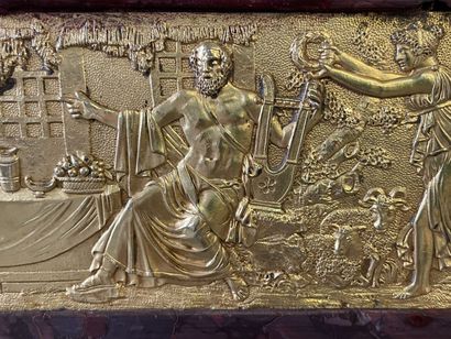 Antique poet clock, in patinated bronze and...