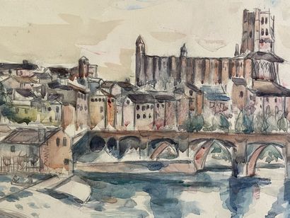 Henri MANGUIN (1874-1949). 

Vu d'Albi. 

Aquarelle,...