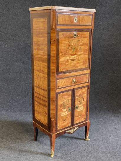 Secretary of child with floral marquetry,...