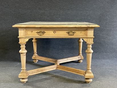 Table de milieu carré en bois blond ouvrant...