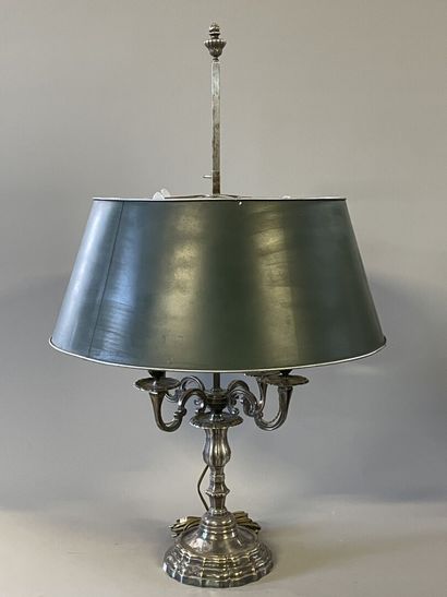 Large lamp bouillotte in silver plated bronze,...
