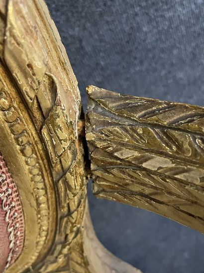 Carved and gilded wood living room, lined...