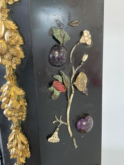 Marble, malachite and gilt bronze clock,...