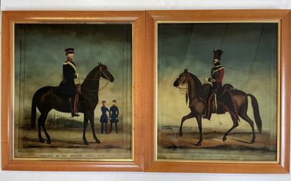 Deux gravures anglaises militaires encadrées...