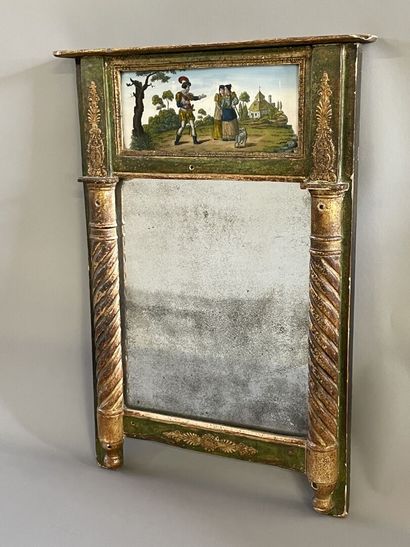 Small overmantel mirror, decorated with fixed...