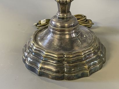 Large lamp bouillotte in silver plated bronze,...