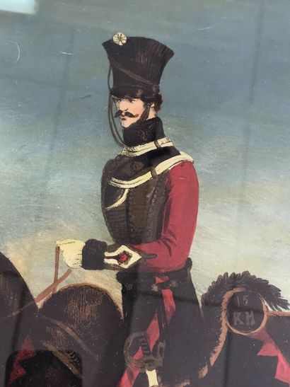 Deux gravures anglaises militaires encadrées...
