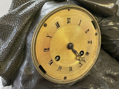 Neapolitan clock in patinated bronze and...