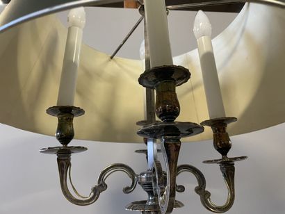 Large lamp bouillotte in silver plated bronze,...