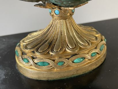 Marble, malachite and gilt bronze clock,...
