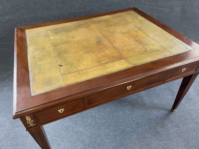 Mahogany and mahogany veneer desk, double...