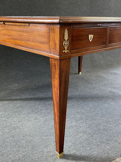 Mahogany and mahogany veneer desk, double...