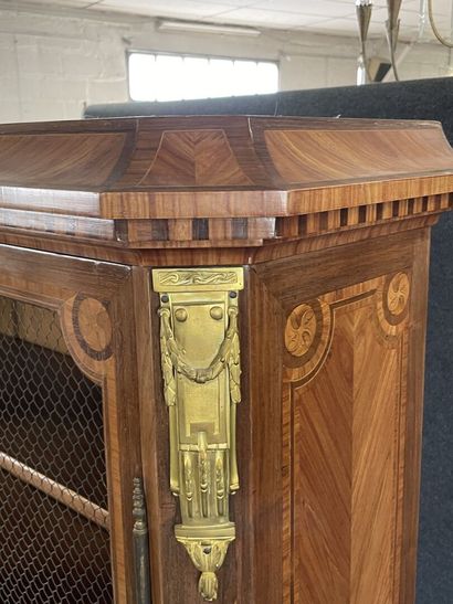 Walnut frieze display case, opening with...