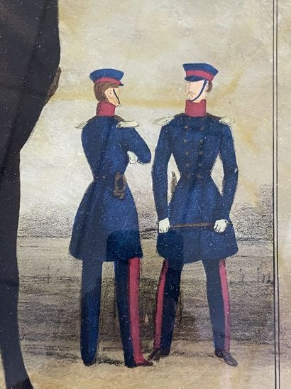 Deux gravures anglaises militaires encadrées...