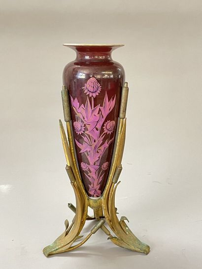 Maison GIROUX Opaline vase decorated with...