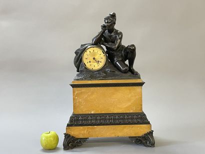 Neapolitan clock in patinated bronze and...