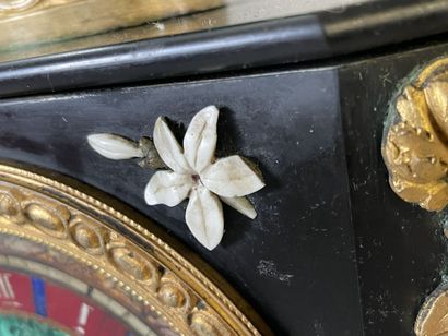 Marble, malachite and gilt bronze clock,...