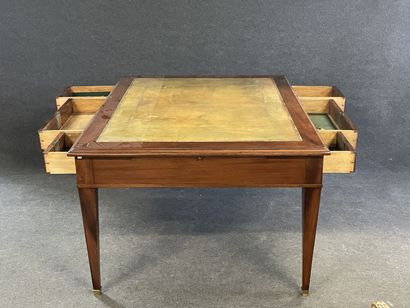 Mahogany and mahogany veneer desk, double...