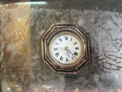 Clock painting, fixed under glass, lacquered...