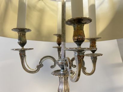 Large lamp bouillotte in silver plated bronze,...