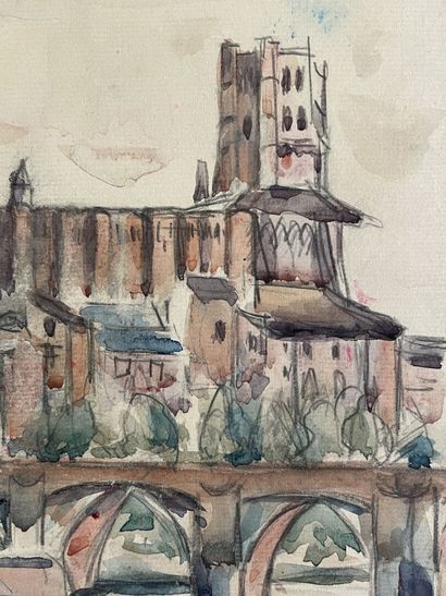 Henri MANGUIN (1874-1949). 

Vu d'Albi. 

Aquarelle,...