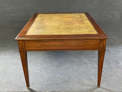 Mahogany and mahogany veneer desk, double...