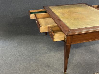Mahogany and mahogany veneer desk, double...