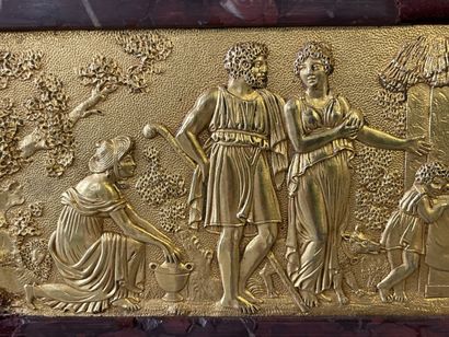 Antique poet clock, in patinated bronze and...