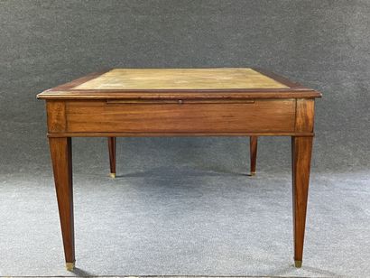 Mahogany and mahogany veneer desk, double...