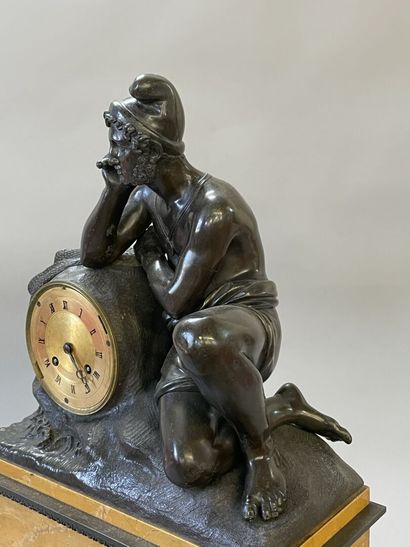 Neapolitan clock in patinated bronze and...