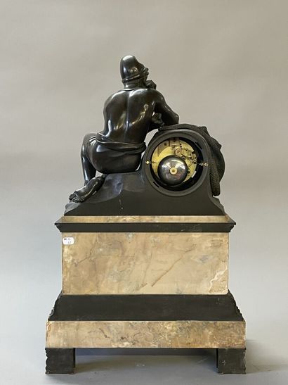 Neapolitan clock in patinated bronze and...
