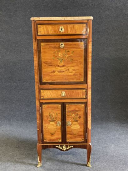 Secretary of child with floral marquetry,...