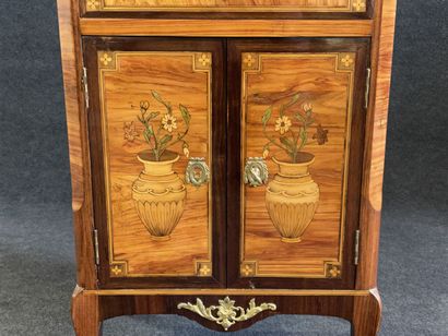 Secretary of child with floral marquetry,...