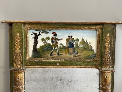 Small overmantel mirror, decorated with fixed...