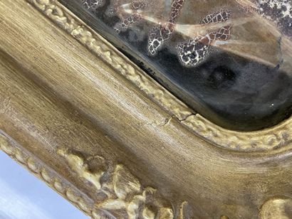 Clock painting, fixed under glass, lacquered...