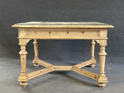 Table de milieu carré en bois blond ouvrant...