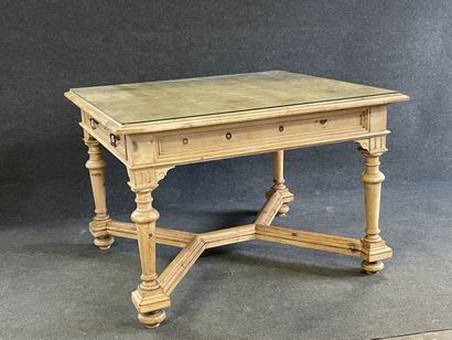 Table de milieu carré en bois blond ouvrant...