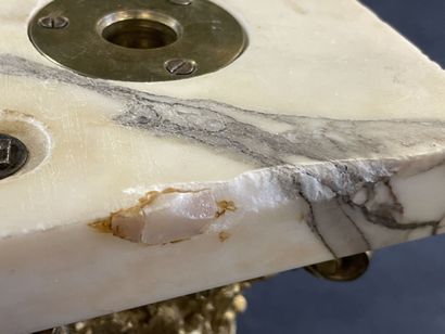 Marble and bronze column with swivel top....