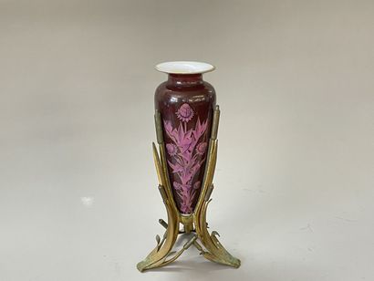 Maison GIROUX Opaline vase decorated with...
