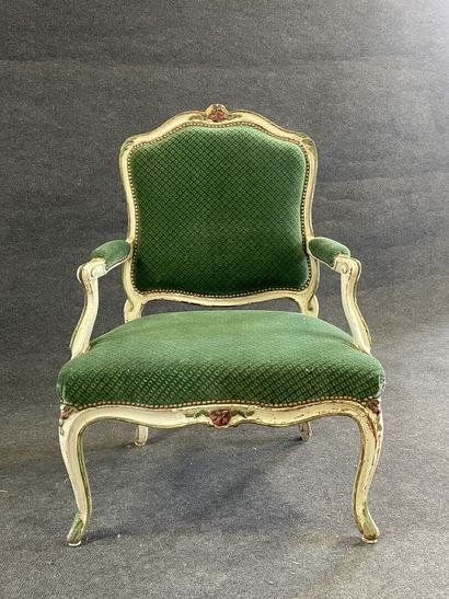 Carved and lacquered wood armchair, Queen...