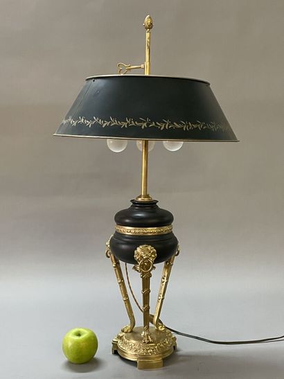 Lamp style hot water bottle, base in bronze...