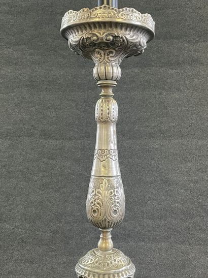 Large foot of candle stick mounted in silvered...