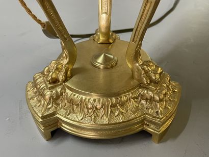 Lamp style hot water bottle, base in bronze...