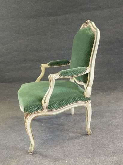 Carved and lacquered wood armchair, Queen...