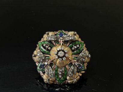 Broche-pendentif circulaire en or figurant...