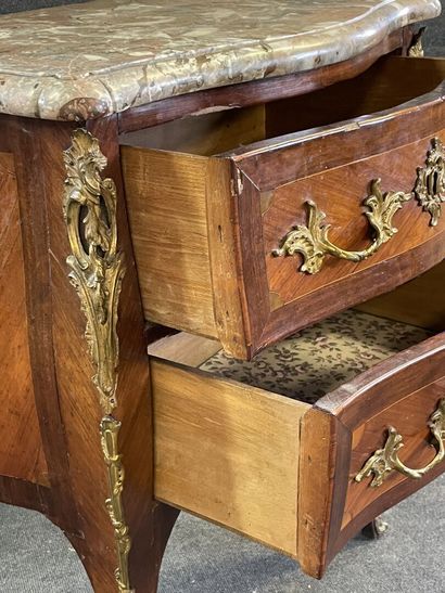 Chest of drawers in satinwood and amaranth,...