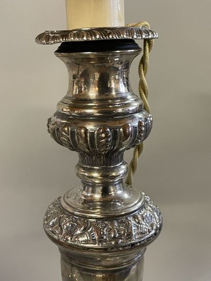 Pair of large candlesticks in silver plated...