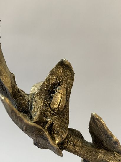 Pair of gilt bronze candelabras representing...