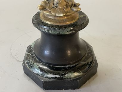 Pair of gilt bronze candelabras representing...