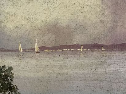 Ecole française XX°
Bord de mer, en Méditerrannée
Huile...